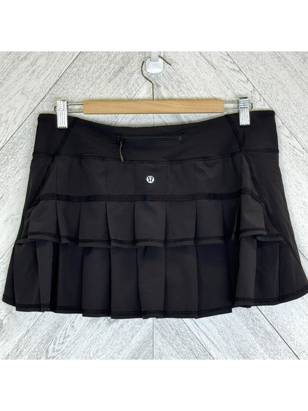 Lululemon Pace Setter Skirt Skort Solid Black Size 10 Regular Run Tennis Golf